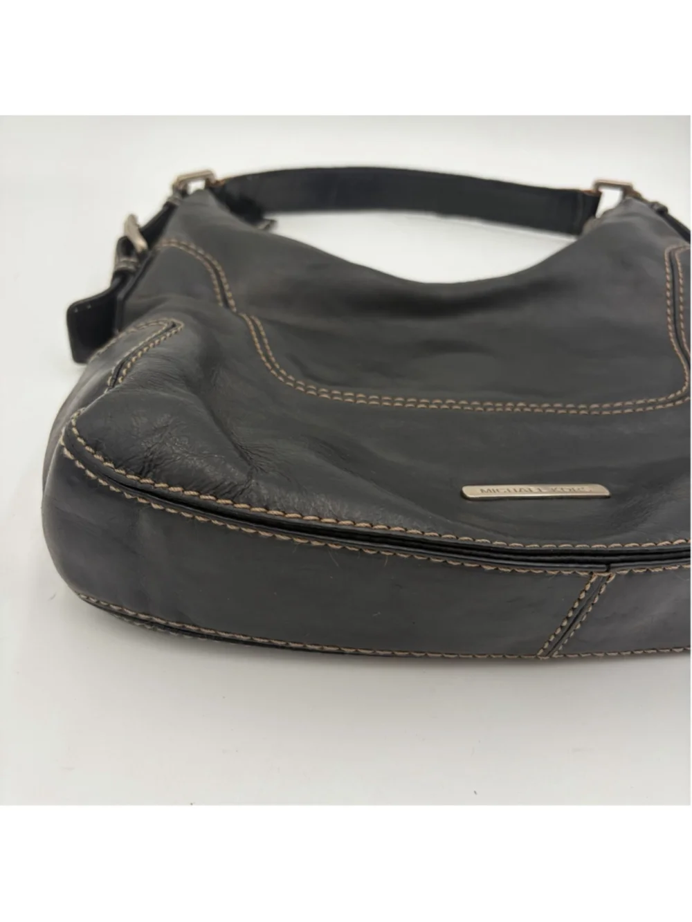 MICHAEL KORS Brookville Large Black Leather Y2K Hobo Shoulder Bag